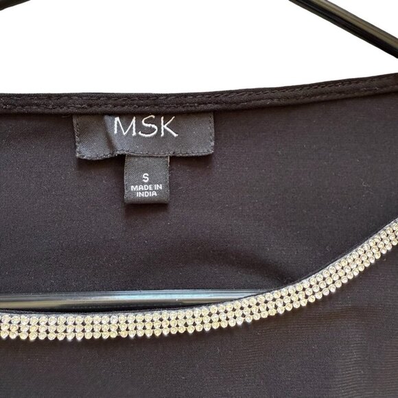 MSK Rhinestone Trim Bell Sleeve Top Womens Small - Picture 5 of 5